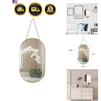 Lightweight 16x9.2 inch Gold Oval Mirror   Polished Finish & Easy Installation