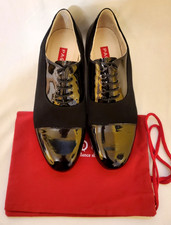 PAOUL MENS ITALIAN DANCE SHOES BLACK SUEDE/PAT 41 1/2 US SIZE 8