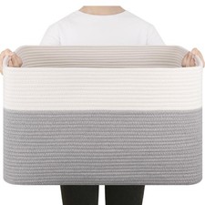 75L Large Blanket Basket, Toy Basket Bin for Kids, Cotton Rope Woven Storage ...