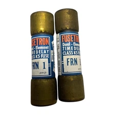 (Pack of 2) Bussmann FRN1 Fusetron Dual-Element Time Delay Fuse, 1A, 250VAC