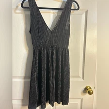 H&M Divided Black Dress Size US 6 Sleeveless Plisse Pleated Mini