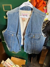 Lee Set Storm Rider Denim Vest Blue Jean Sherpa Lined 80s Trucker Biker M