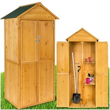 Wooden Outdoor Garden Cabinet Utility Storage Tools Shelf Box Shed Roof New