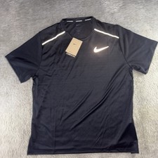 Nike Men  s Dri Fit Miler Running Shirt AJ7565-010 Black -Reflective Sz Large