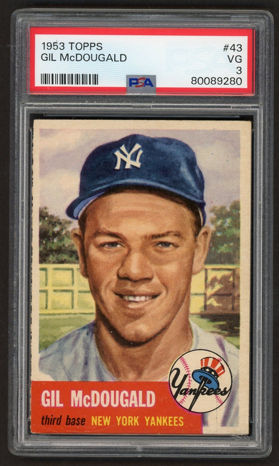 1953 Topps GIL McDOUGALD New York Yankees #43 PSA 3 VG Condition!