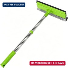 Window Squeegee with 15.7"-27.5" Retractable Stainless Steel Handle, 2-in-1 Wind
