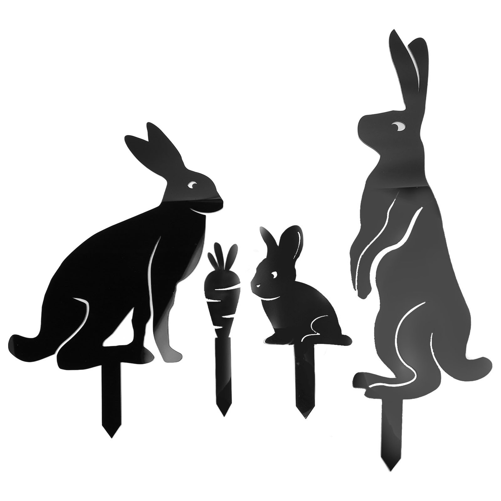 Metal Rabbit Stakes Bunny Animal Carrot Garden Decorative Statue Water Proof Yar