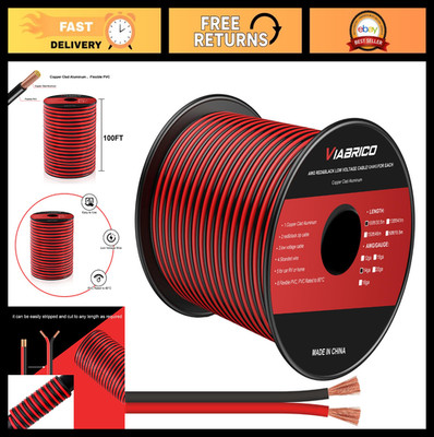 14AWG 100FT Electrical Wire 2 Conductor Red Black Hookup Cable for LED Lighting