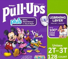 Huggies Pull-Ups Plus Training Pants Unisex Size 2T-3T 16-34 lbs 128 Count