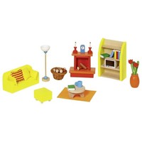 goki PuppenmöBel Wohnzimmer 1Er Set, 24 Teile Aus Holz Und Stoff Gefertigt, NEU