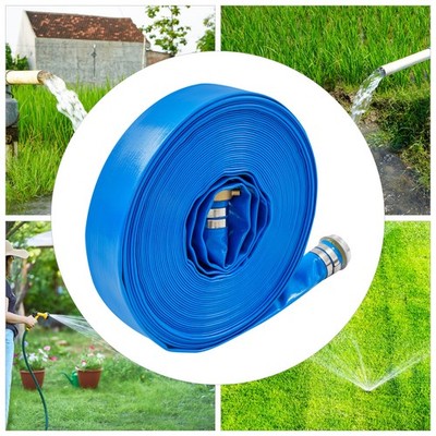 2'' x 100 ft Blue PVC Lay Flat Water Pump Discharge Hose 90PSI Irrigation Lawns
