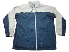 Vintage Nike Mens Large Nylon Blue Gray Tag Hooded Windbreaker Jacket Triple RL