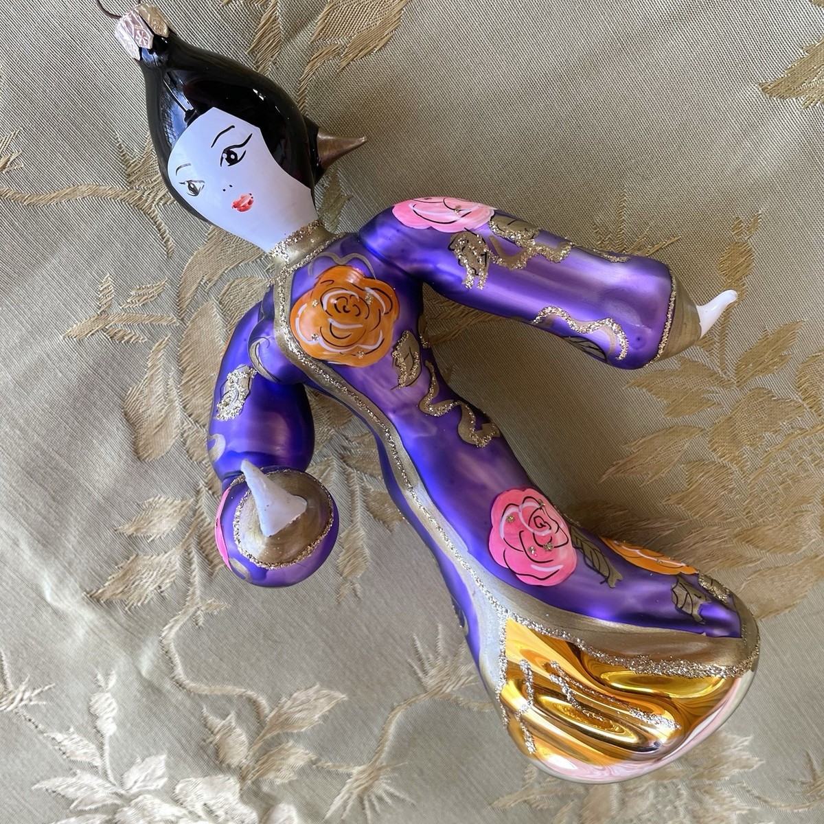 VTG Christopher Radko Japanese Geisha Asian China Doll Glass