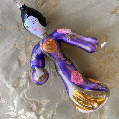 VTG Christopher Radko Japanese Geisha Asian China Doll Glass Christmas Ornament