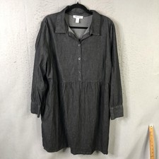 Nine West Dress Womens 2XL Gray Denim Shirt Trapeze Swing Long Sleeve Casual