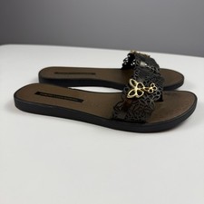 Sandalias Ipanema x Gisele Bündchen pinzas negras doradas sandalias mariposa EE. UU. 6