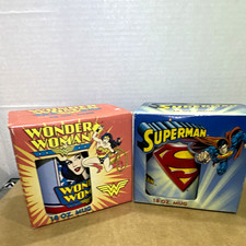 DC Comics Wonder Woman  Superman Coffee Mug Set, 2pc 18 oz Ceramic Decorated