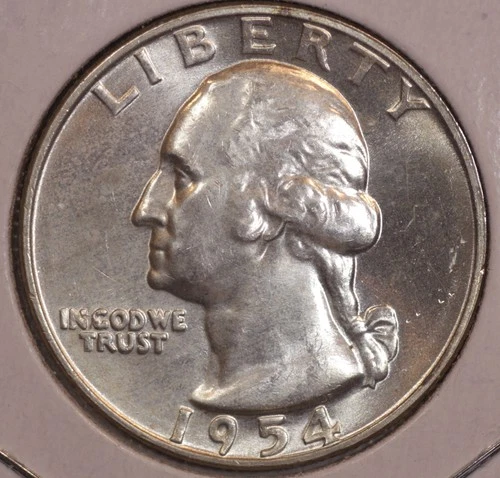 1954 D Washington Silver Quarter CHOICE+ BU LUSTER ! RB54D12