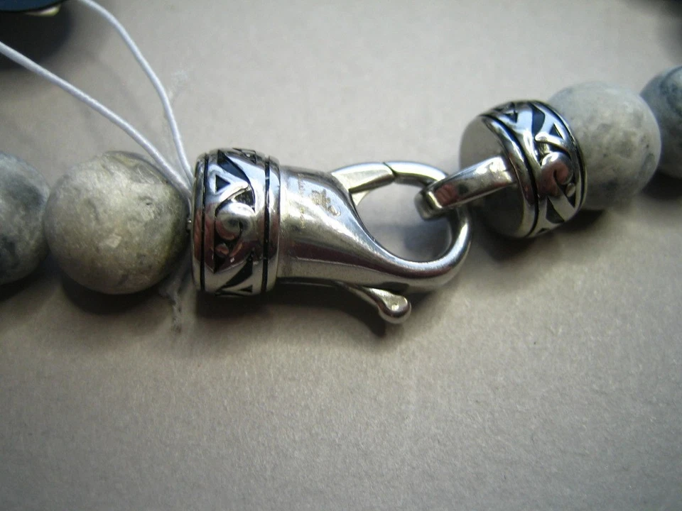 BLACKJACK MEN'S STAINLESS STEEL BRECCIATED JASPER BEADED BRACELET - Image 3 of 4