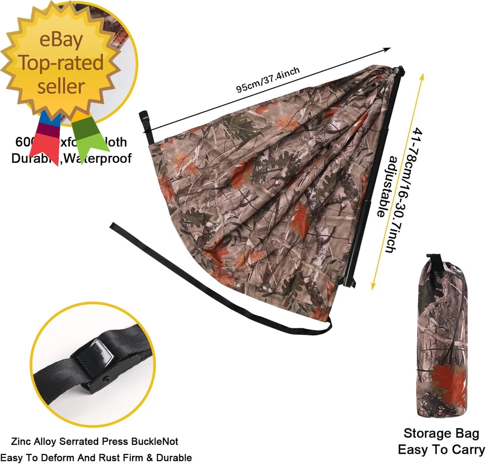 Camo Tree Chair Hammock Seat Hunting Chair Portable and Light Weight Camping Sto - Image 2 of 4