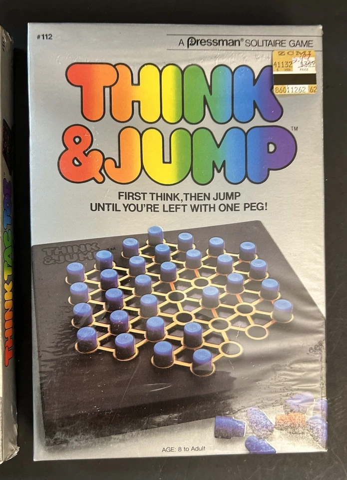 MINT, SEALED! 1984 Think & Jump + Think Tac Toe Solitaire Games By Pressman - Image 3 of 4