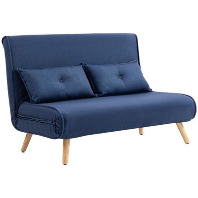 Zweisitzer Schlafsofa in Leinenoptik - dunkelblau