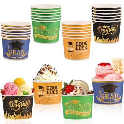 HOWAF 24pcs Graduation Party Supplies Ice Cream Bowls Disposable Congrats Gra...