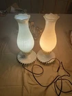 Vintage Hobnail Milk Glass 1950s Table Lamp 14" Tall White Cottage Core Working