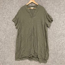 H&M Dress Womens Size XL Green Short Sleeve V-Neck Shift Viscose 34201