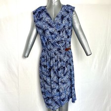 MICHAEL KORS Women Faux Wrap Knee Length Dress Size M Sleeveless V-Neck 