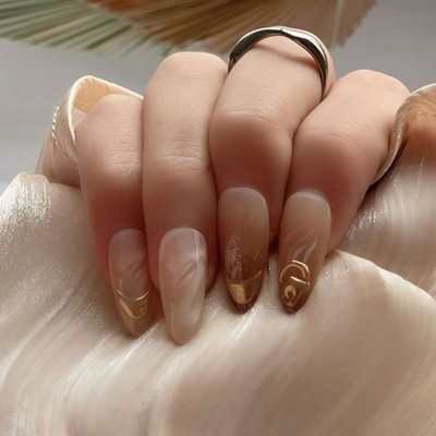 24pcs Short Square Glossy False Nail Full Cover Press on Nail For Everyday