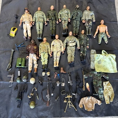 MASSIVE Lot of 12 Vintage 12" G.I. Joe  Military Figure Clothes/Accessories 90’s