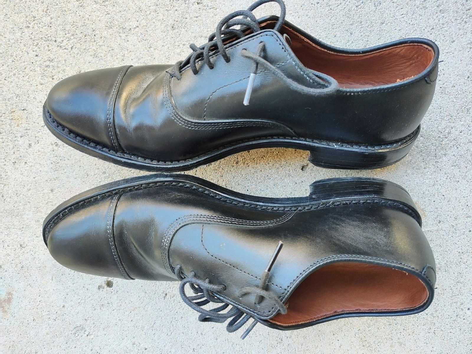 Allen Edmonds Park Avenue Black Leather Oxford Shoes Mens 8 D Toe Cap Bench Welt
