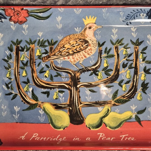 Anthropologie Emily Maude Partridge Pear Tree Platter 12 Days Christmas Holiday