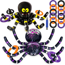 Halloween Ring Toss Games for Kids, 2 Pack Inflatable Spiders Ring Toss Set