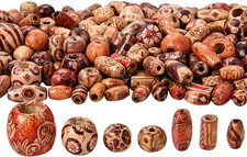400 Pieces Printed Wooden Beads Various Shapes Loose Wood Beads for Jewelry M...