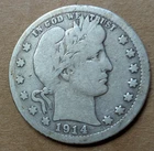1914-S Barber Quarter Very Good detail