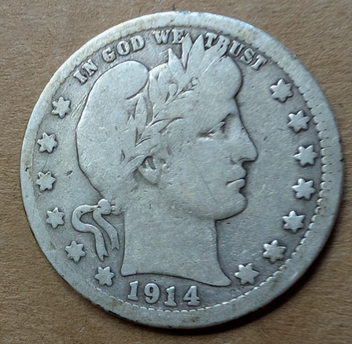 1914-S Barber Quarter Very Good detail