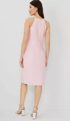 NEW ANN TAYLOR PINK LINEN BLEND HALTER SHEATH DRESS SZ 0 | eBay