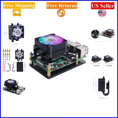 Black RGB PWM Fan Aluminum Heatsink Cooler for Raspberry Pi 4B/3B+