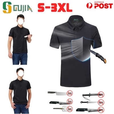 GUJIA Anti Stab Polo Shirt Cut Slash Protective Knife Proof Safe Man T-Shirt AU
