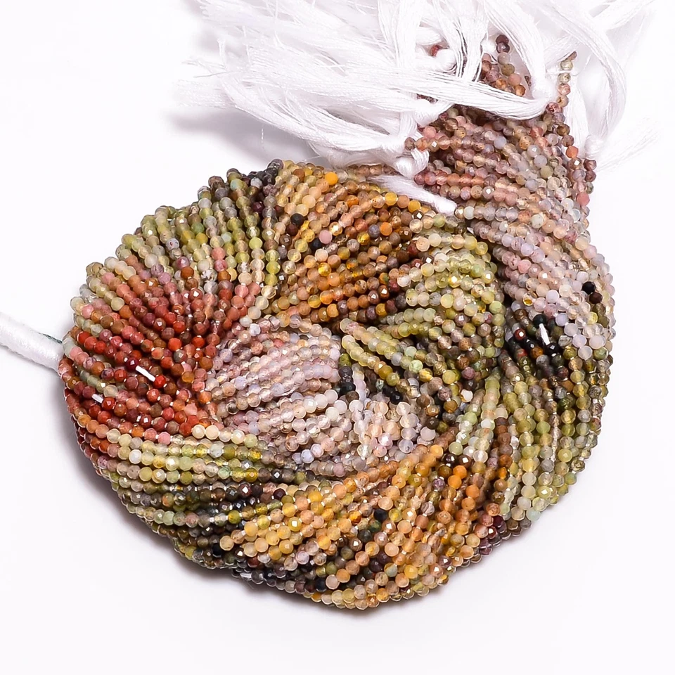 Imagem natural jaspe pedra preciosa redonda micro contas facetadas 2,5-3 mm fio 12,5" - Imagem 2 de 2