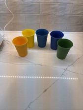 VTG Tupperware Primary Colors 7oz Kids Cups BPA Free Set Of 5