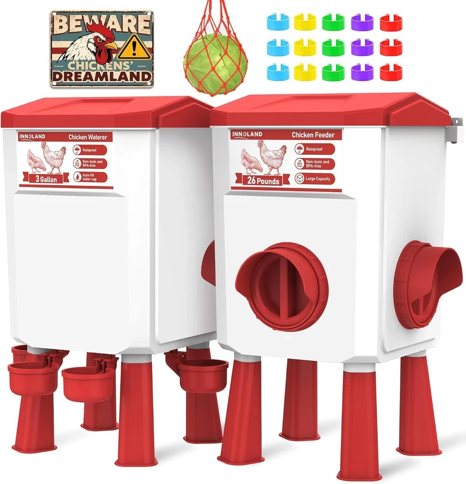 Geflügel Futterautomat Wassertränke 12kg 11L 4 Becher wetterfest - Bild 3 von 4