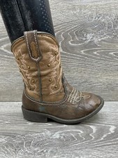 Cherokee Infant Child 8 Brown Side Zip Round Toe Western Cowboy Boots