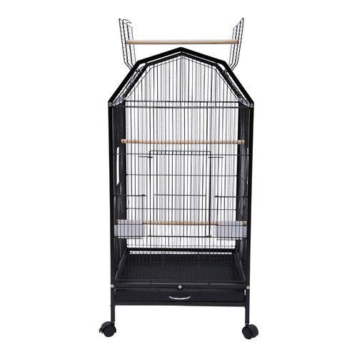 Black Large Bird Cage wit Rolling Stand Cockatiel Parakeet Finch Parrot Birdcage - Picture 7 of 14