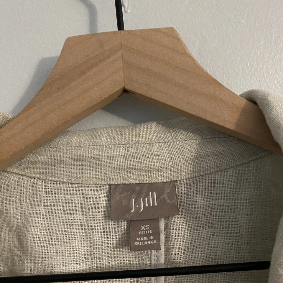 Chaqueta Blazer J Jill 100% Lino Talla XS Gris Claro Lagenlook Minimalista Foto 4 de 4