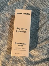 Hyaluronic Acid Face Serum 0.34 fl oz/10ml Travel Size Grace & Stella EXP 2026
