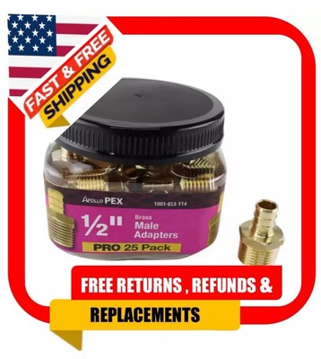 Apollo 1/2 in. Brass PEX-B Barb x Male Pipe Thread Adapter Pro Pack (25-Pack