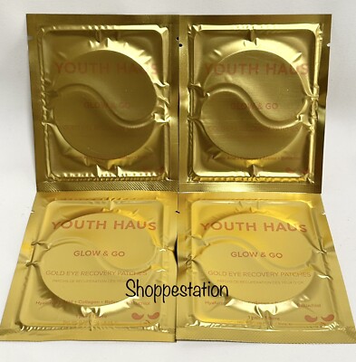 Lot Of 4 Youth Haus GLOW & GO Gold Eye Recovery Patches 8ml Each